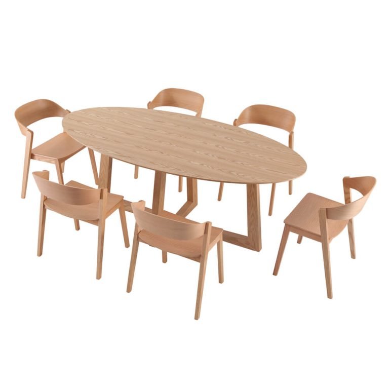 6 Seater Dining Set – Sloan Oval Timber Dining Table & Moooi Dining Chair